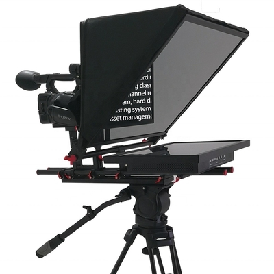 24 inch Monitor Studio Embedded Computer Broadcast Grade Teleprompter met Caster Tripod