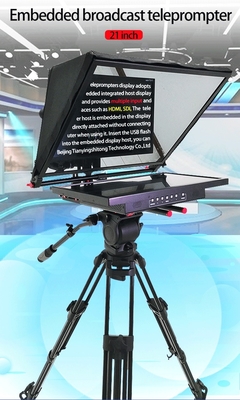 24 inch Monitor Studio Embedded Computer Broadcast Grade Teleprompter met Caster Tripod