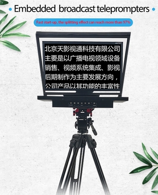 24 inch Monitor Studio Embedded Computer Broadcast Grade Teleprompter met Caster Tripod
