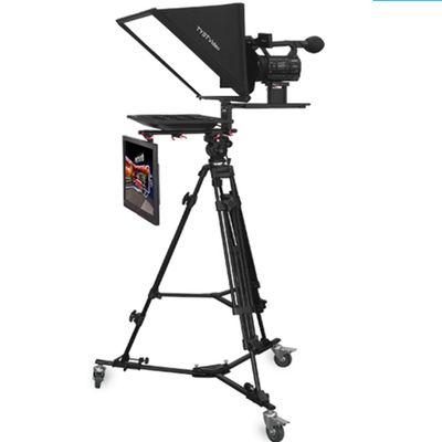 TS-T110/22D Studio Teleprompter 22 inch dubbel scherm zwenkwiel PTZ statief gehard glas