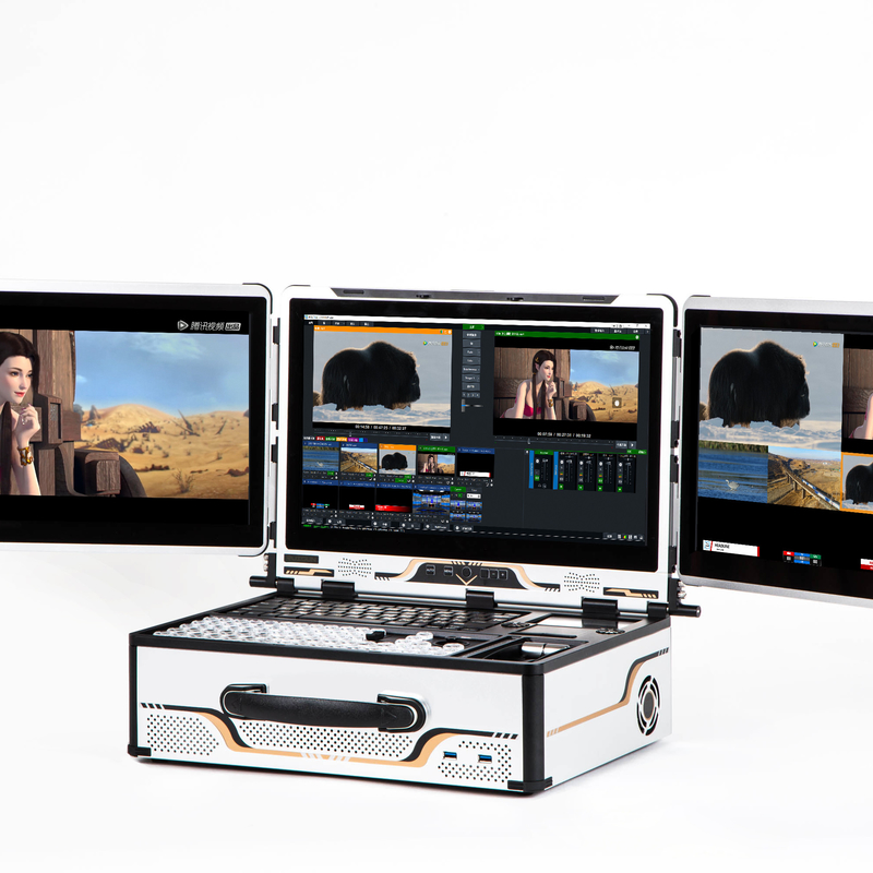 12 kanaal ingebouwde schakelaar netwerk draagbare HD-video-opname en -omroep systeem voor campus sport slow motion matting virtuele studio